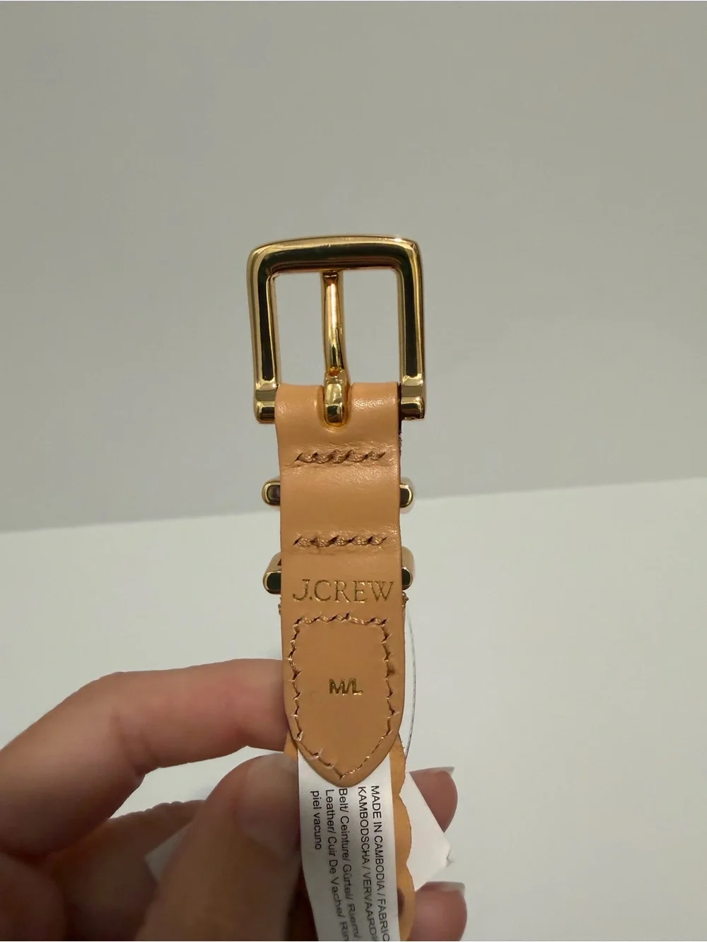 NEW J. Crew Skinny braided belt in Italian leather Raw Cashew CR824 $70 M/L